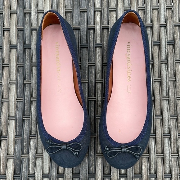Vineyard vines Navy Blue Canvas Ballet Flats - Picture 1 of 16